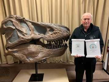 Stones 'N Bones Museum owner Jim Richards receiving a Hall of Fame Certificate of Excellence from TripAdvisor. Photo courtesy of Tourism Sarnia-Lambton.