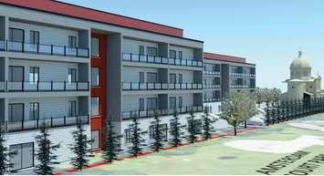 An artist rendering for new apartments planned at 1244 Exmouth Street in Sarnia. (Image courtesy of the City of Sarnia)