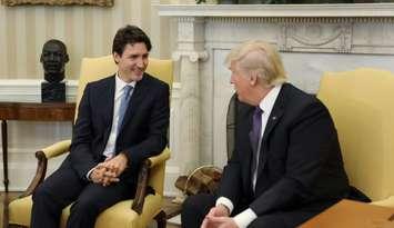 Prime Minister Justin Trudeau meets face-to-face with U.S. President Donald Trump for the first time on Monday February 13, 2017. (Photo courtesy of Justin Trudeau's official Twitter account.)