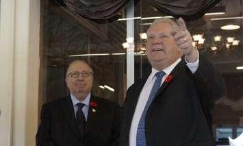 Premier Doug Ford, and Sarnia-Lambton MPP Bob Bailey at Hiawatha Horse Park. November 2, 2018. (Photo by Colin Gowdy, BlackburnNews)