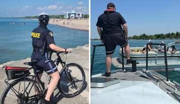 Lambton OPP patrol in Grand Bend over the Victoria Day holiday weekend in 2024. Image courtesy of OPP West Region on X (formerly Twitter).