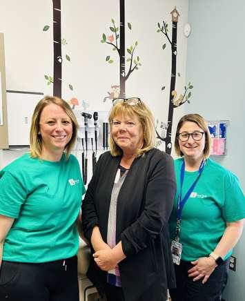 (From left) Bridget Brush, Registered Practical Nurse, Kathy Bresett, Executive Director, and Kelly Morris, Nurse Practitioner, are facilitating the First Five Program at North Lambton CHC (Photo by: North Lambton CHC)
