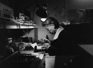 Gilbert Yeung working in his shop. November 2021. (Photo by Joel Pilotte)