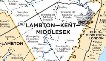 A snippet of the Lambton-Kent-Middlesex riding map. (Photo via Elections Ontario / elections.on.ca)