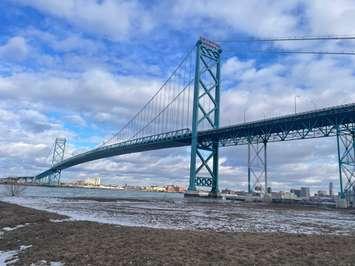 Ambassador Bridge in winter. 
