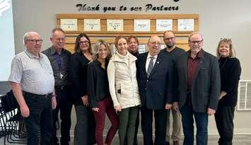 Sarnia-Lambton MPP Bob Bailey (fourth from the right side) is joined by local providers etc. at the Plympton-Wyoming Health and Wellness Centre for an announcement. January 28, 2025 Submitted photo.