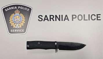 A knife found on a robbery suspect in Sarnia - Oct. 6/24 (Photo courtesy of Sarnia Police Service)