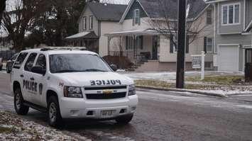A Sarnia police cruiser from the service's Forensic Identification Branch on Water Street. January 13, 2020. (BlackburnNews.com photo by Colin Gowdy)