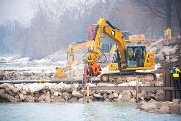 Shoreline protection work in Bright's Grove. February 23, 2024. (Photo courtesy of the City of Sarnia) 