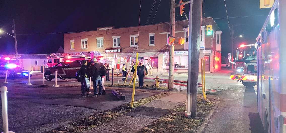 Mitton Village Fire February 26, 2024. Photo courtesy of the Sarnia Police Service via X. 