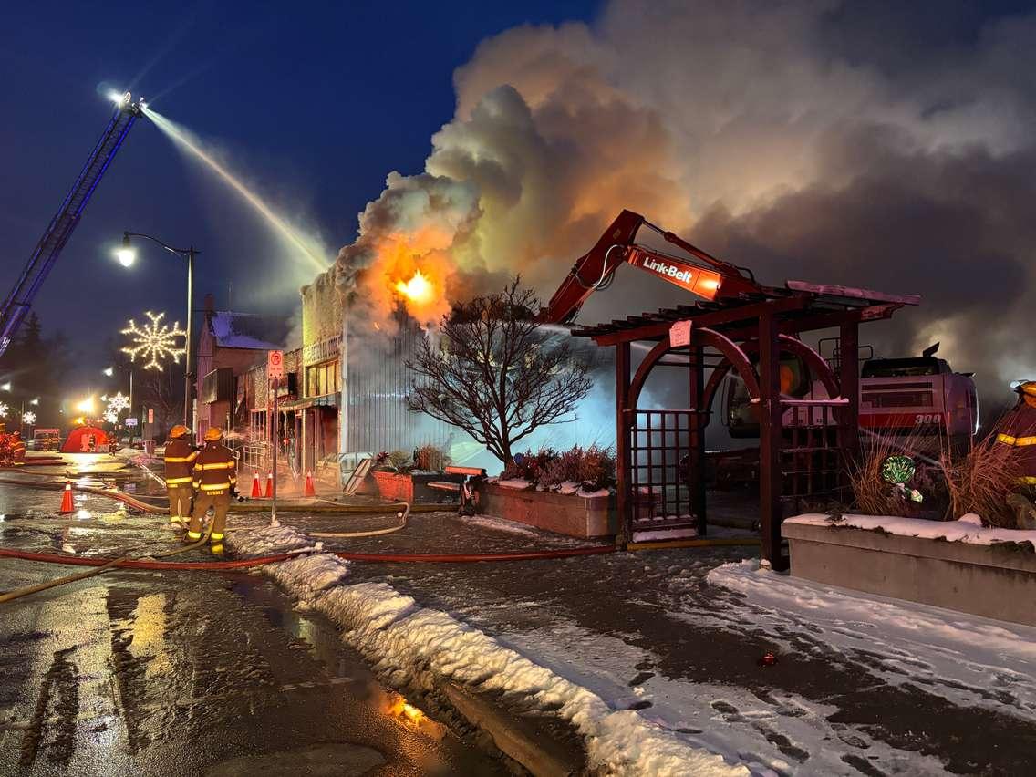 Chatham-Kent fire crews respond to a blaze in downtown Bothwell. January 17, 2025. (Photo courtesy of Chatham-Kent Fire and Rescue)