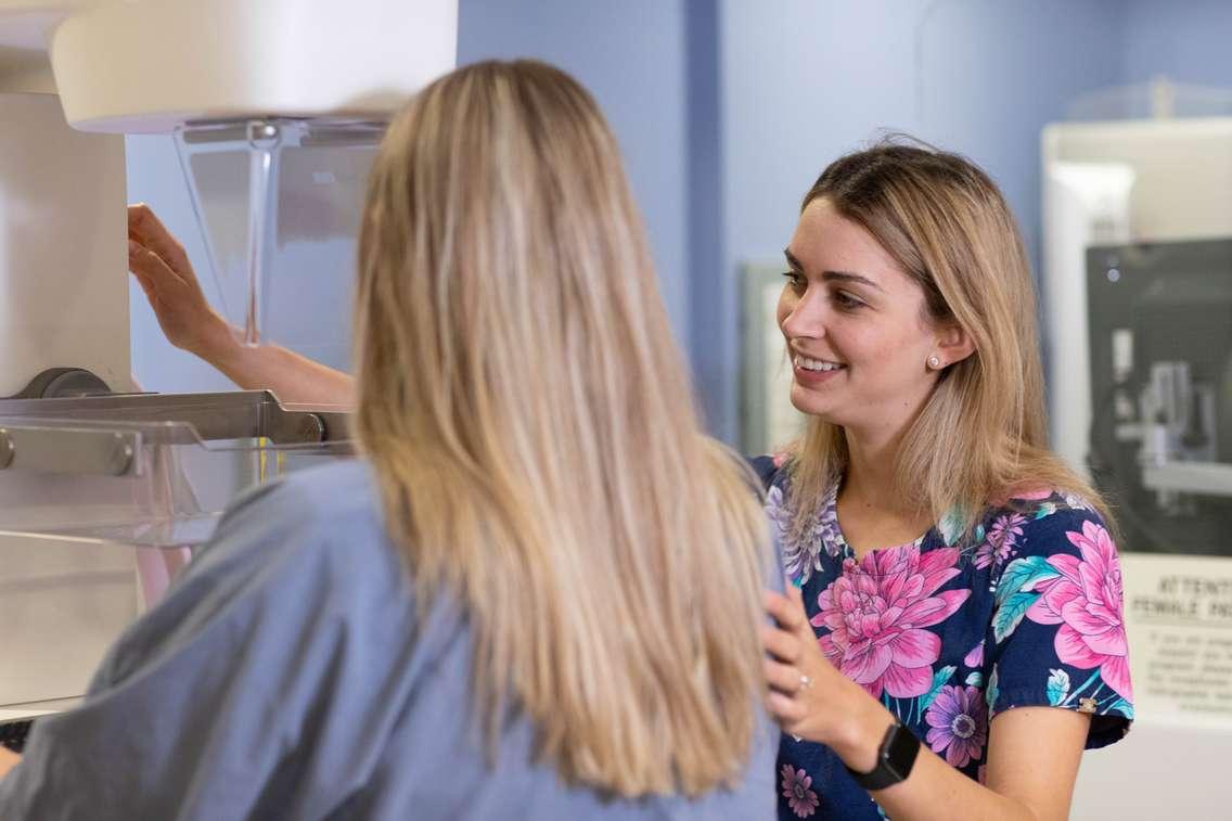 A Bluewater Health Imaging Department staff member conducts a mammogram breast screening of a patient. Submitted photo.