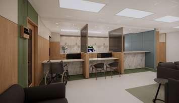 Conceptual rendering of main registration area for Bluewater Health's cancer clinic (Photo courtesy of Bluewater Health)