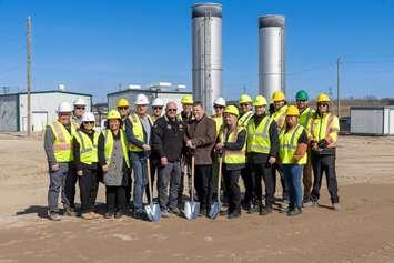 Township of Warwick Mayor Todd Case, elected officials and Waste Management representatives at a ground-breaking ceremony for the Twin Creeks Environmental Centre expansion project (Photo by: Waste Management) 