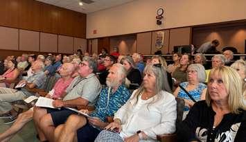 Members of the public fill Sarnia council chambers to express their opinions on the Indwell project. August 11, 2025 Blackburn Media photo by Melanie Irwin.