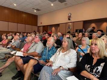 Members of the public fill Sarnia council chambers to express their opinions on the Indwell project. August 11, 2025 Blackburn Media photo by Melanie Irwin.