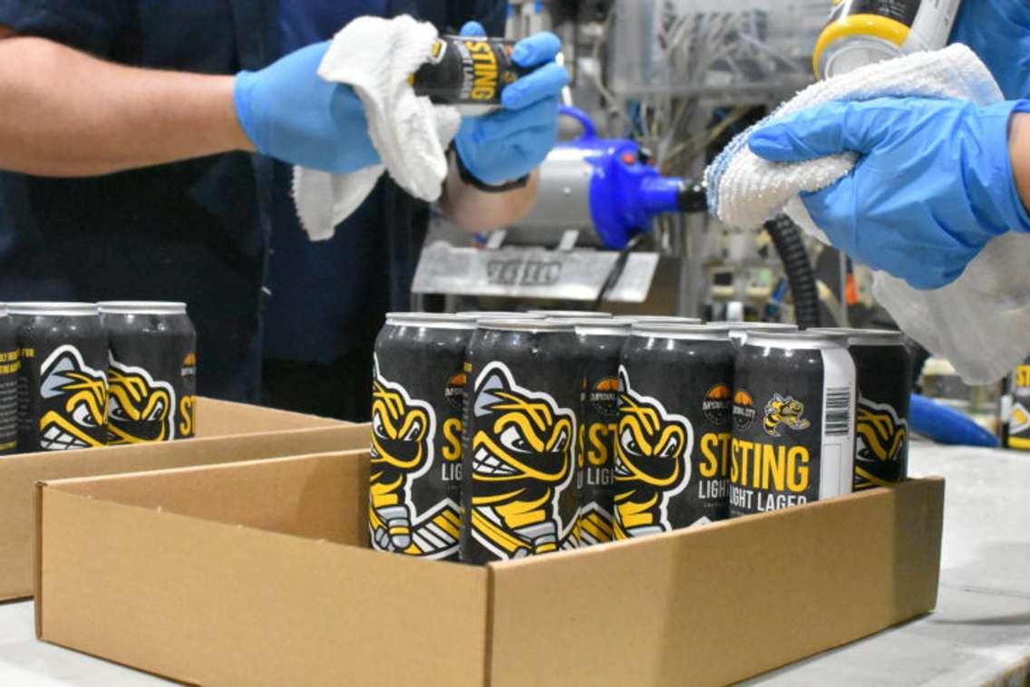 Sting Light Lager brewed by Imperial City Brew House in Sarnia. April 2023. (Photo by the Sarnia Sting)