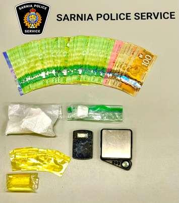 Sarnia police seize drugs and bear mace in the search of a vehicle and a Marcin Road home - Mar 27/25 (Photo courtesy of Sarnia Police Service)