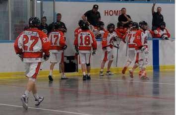 Kyle Vince (#27) heads to the Pacers bench on a line change. May 6, 2017 (photo by Jake Jeffrey)