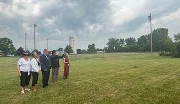 Members of the province and the Lambton-Kent District School Board on the site of the new Blue Coast District School (Photo by: LKDSB)