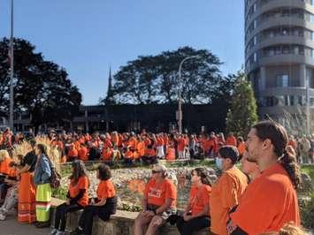 Opening ceremony held outside Sarnia City Hall for National Day for Truth and Reconciliation. September 30, 2022. (Photo by Natalia Vega)