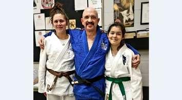 (From left to right) Elysia Cornish, Sensei Keven Walsh and Maria Arvanitis. (submitted photo)