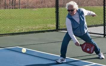 A woman playing pickleball. January 24, 2017. (Photo by Ron B from flickr)