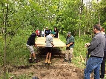 SFX students help with trail improvements at Lorne C. Henderson Conservation Area June 2018 (submitted photo)