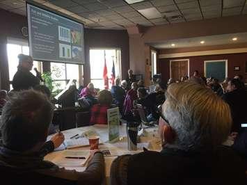St. Clair River Area of Concern Remedial Action Coordinator Donna Strang speaks at  International Joint Commission's round table discussion at the Lochiel Kiwanis Community Centre. March 22, 2017 BlackburnNews.com phot by Melanie Irwin