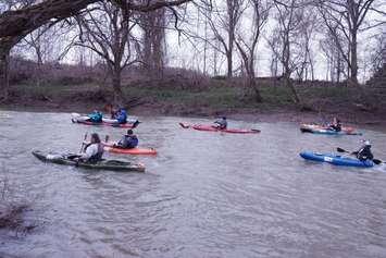 Paddlers compete during the Sydenham River Canoe and Kayak Race in 2022 (Photo contributed by: St. Clair Region Conservation Authority).
