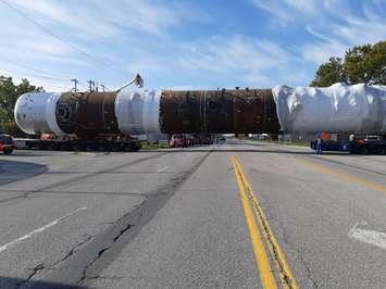 180 foot fuel processing tower transported to Imperial Oct. 14 and 15, 2019.  Submitted photo. 