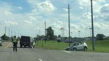 OPP Vehicle Involved In A Crash Near Petrolia - September 26/16 (Photo Courtesy of Cliff Crawford)