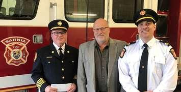 Sarnia Fire and Rescue Receives Donation From Union Gas.  Photo courtesy of Sarnia Fire and Rescue  via Twitter.