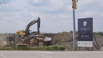 A construction site at the corner of Modeland Road and Michigan Line in Sarnia. 17 May 2021. (BlackburnNews.com photo)