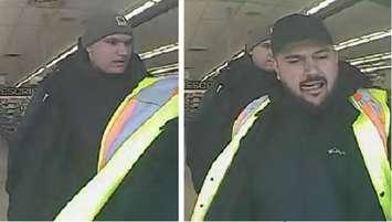 Lambton OPP are looking to identify two suspects in a "high value" theft - March 22/23 (Photo courtesy of West Region OPP via Twitter)