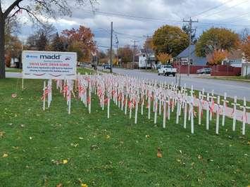 MADD Sarnia-Lambton's annual white crosses campaign at the East Street Fire Hall. November 13, 2021. (Photo by Stephanie Chaves)