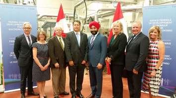 Minister Navdeep Bains With Local Dignitaries At Research Park - July 25-16 (Blackburnnews.com Photo By Jake Jeffrey)
