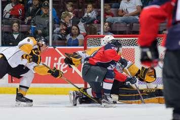 The Sarnia Sting take on the Windsor Spitfires, September 10, 2016. (Photo courtesy of Metcalfe Photography)
