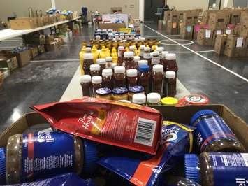 Non-perishable food items and other donations. (BlackburnNews.com photo)