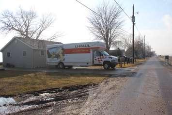 Moving truck at a house on Erie Shore Drive on March 3, 2020   (Photo by Allanah Wills)