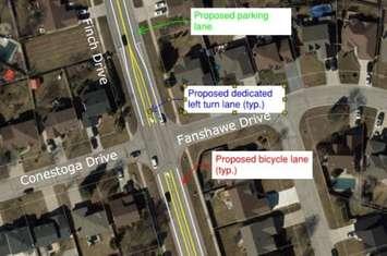 Potential Lane Configuration at Finch Drive and Fanshawe
Drive. Photo courtesy of the City of Sarnia. 