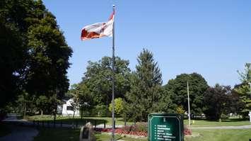The Terry Fox flag at the entrance to Canatara Park. September 13, 2018. (Photo by Colin Gowdy, BlackburnNews)