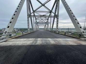 Newly paved original span of the Blue Water Bridge. Image courtesy of FBCL Senior Communications Specialist Alexandre Gauthier. 