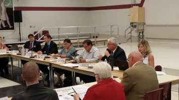 Lambton-Kent District School Board officials meet at Wallaceburg District Secondary School on October 6, 2015 (Photo by Jake Kislinsky)