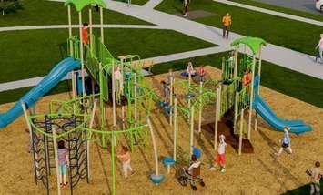 Rendering of playground and challenge course at Harry Turnbull Park. (Photo courtesy of the City of Sarnia council report) 
