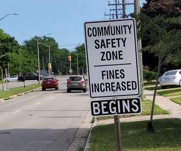 Community Safety Zone sign. Photo courtesy of the Sarnia Police Service via Facebook. 