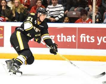 Adam Ruzicka of the Sarnia Sting. (Photo courtesy of Aaron Bell via OHL Images)