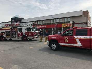 Sarnia Fire and Rescue respond to a renovation fire at Eastland Centre. May 2, 2018. (Photo provided to BlackburnNews by Greg Grimes)