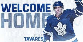 John Tavares (Photo courtesy of Toronto Maple Leafs Twitter). 