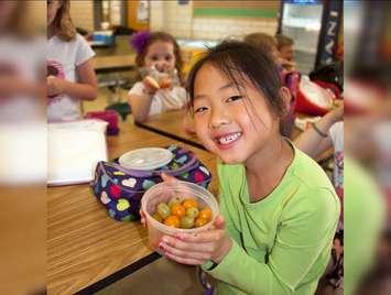 A student shows off her lunch. Photo courtesy of www.cdc.gov. Google image labeled for reuse.